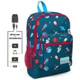 Coral High Kids Dört Gözlü Astronot Baskılı Usb+aux Soketli Erkek Çocuk İlkokul Çantası
