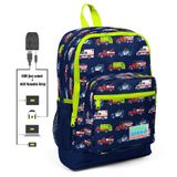 Coral High Kids Dort Gozlu Erkek Cocuk Ilkokul Cantasi - Yardimci Arabalar Baskili - Usb+Aux Soketli
