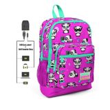 Coral High Kids Dort Gozlu Kiz Cocuk Ilkokul Cantasi - Panda Desenli - Usb+Aux Soketli