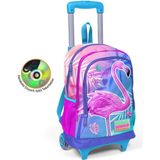 Coral High Kids Flamingo Desenli Üç Bölmeli Tekerlekli Çekçekli Okul Sırt Çantası 23905 Lavanta-Pembe