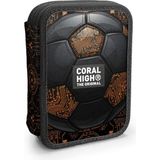 Coral High Kids Futbol Desenli Çift Katlı Kalem Çanta 31106 - 1 Adet - Altın