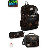 Coral High Kids Futbol Desenli Dört Bölmeli Okul Sırt Çantası,beslenme Çantası,kalem Çantası Set