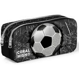 Coral High Kids Futbol Desenli İki Bölmeli Kalem Kutusu PVC Malzeme 1200 ml Kapasite