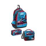 Coral High Kids Gri Mavi Yarış Arabası Desenli 3 Lü Okul Çanta Seti Set0123652