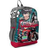 Coral High Kids Gri Nefti Anime Motorsiklet Desenli Okul Sırt Çantası T23759