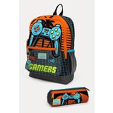 Coral High Kids Gri Turuncu Gamer Desenli 2Li Okul Canta Seti - Erkek Cocuk Okul Çantası