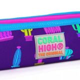 Coral High Kids Kaktüs Desenli Üç Bölmeli Kalem Çantası - Kız Kalemlik