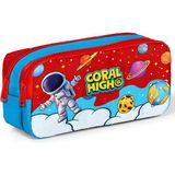 Coral High Kids Kırmızı Mavi Astronot Uzay Desenli Iki Bölmeli Kalem Çantası 31045 - 1 Adet - 06552-Kırmızı