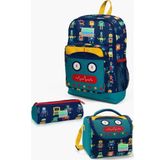 Coral High Kids Lacivert Çivit Robot Desenli 3’lü Okul Çanta Seti - Erkek Çocuk Okul Çanta