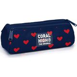Coral High Kids Lacivert Kırmızı Kalp Desenli Üç Bölmeli Kalem Çantası 31029 - 1 Adet