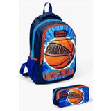 Coral High Kids Lacivert Mavi Basketbol Desenli 2Li Okul Canta Seti - Erkek Cocuk