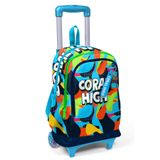 Coral High Kids Lacivert Mavi Graffiti Desenli Üç Bölmeli Çekçekli Okul Sırt Çantası 23977