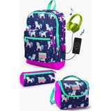 Coral High Kids Lacivert Pembe Unicorn Desenli Usb'li 3’lü Okul Çanta Seti SET0123270