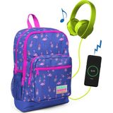 Coral High Kids Lavanta Flamingo Desenli USB Şarjlı Kulaklık Çıkışlı Okul Sırt Çantası 23276 - Açık Pembe