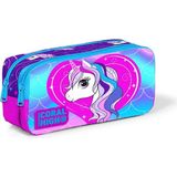 Coral High Kids Mavi Unicorn Desenli Polyester İki Bölmeli Kalem Çantası 22397 Kapasite ve Şıklık