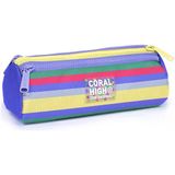 Coral High Kids Milka Gri Sarı Çizgi Desenli Üç Bölmeli Kalem Çantası 31002