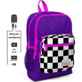 Coral High Kids Mor Dama Desenli USB Şarjlı Kulaklık Çıkışlı Okul Sırt Çantası 23802 - Antrasit - Beyaz - Koyu Mavi
