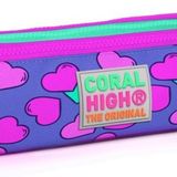 Coral High Kids Mor Kalpler Desenli Üç Bölmeli Kalem Çantası