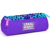 Coral High Kids Mor Leopar Desenli Üç Bölmeli Kalem Çantası 11161