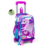 Coral High Kids Mor Pembe Unicorn Desenli Üç Bölmeli Çekçekli Okul Sırt Çantası 23908