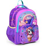 Coral High Kids Mor Pembe Unicorn Dondurma Desenli Üç Bölmeli Okul Sırt Çantası 14421