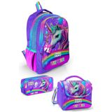 Coral High Kids Mor Simli Unicorn Desenli 3’lü Okul Çanta Seti SET0123663