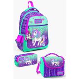 Coral High Kids Mor Su Yeşili Unicorn Desenli 3’lü Okul Çanta Seti SET0123487