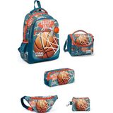 Coral High Kids Nefti Turuncu Basketbol Desenli 5'li Okul Çanta Seti 5SET23651