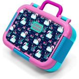 Coral High Kids Neon Mercan Lacivert Kuğu Desenli Paslanmaz Çelik Beslenme Kabı 39304