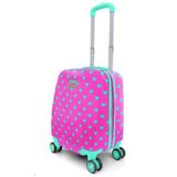 Coral High Kids Neon Pembe Su Yeşili Kalp Desenli Çocuk Valizi 16715