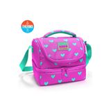 Coral High Kids Neon Pembe Su Yeşili Kalpj Desenli Thermo İki Katlı Beslenme Çantası 37212