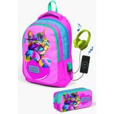 Coral High Kids Pembe Mavi Simli Kedi Desenli Usb'li 2'li Okul Çanta Seti Set0224301