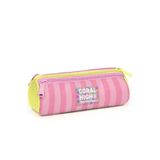 Coral High Kids Pembe Sarı Çizgi Desenli Üç Bölmeli Kalem Çantası 31023