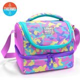 Coral High Kids Pembe Sarı Lavanta Kamuflaj Desenli Thermo Iki Katlı Beslenme Çantası 37201 - 1 Adet - Pembe - Bej