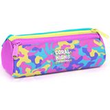 Coral High Kids Pembe Sarı Lavanta Kamuflaj Desenli Üç Bölmeli Kalem Çantası 31001 - 1 Adet