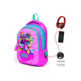 Coral High Kids Pembe Simli Kedi Desenli Üç Bölmeli Usb'li Okul Sırt Çantası 24301