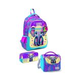 Coral High Kids Pembe Turkuaz Fil Desenli 3 Lü Okul Çanta Seti Set0123650