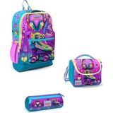 Coral High Kids Pembe Turkuaz Kulaklık Paten Desenli 3’lü Okul Çanta Seti 3SET23754