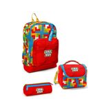 Coral High Kids Renkli Blok Desenli 3 Lü Okul Çanta Seti Set0123775 Kırmızı
