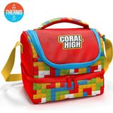 Coral High Kids Renkli Blok Desenli Thermo Iki Katlı Beslenme Çantası 37216 - 1 Adet - Kiremit Kırmızı