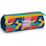 Coral High Kids Renkli Kamuflaj Desenli Üç Bölmeli Kalem Çantası 31032 - 1 Adet - 06552-Kırmızı