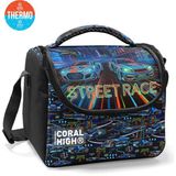 Coral High Kids Renkli Yarış Araba Desenli Thermo Beslenme Çantası 37159 - 1 Adet - 18S-Siyah