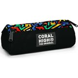 Coral High Kids Siyah Grafiti Desenli Üç Bölmeli Kalem Çantası 11162