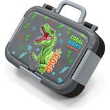 Coral High Kids Siyah Gri Dinozor Desenli Paslanmaz Çelik Beslenme Kabı 39252 - 1 Adet - Grey - Black