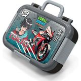 Coral High Kids Siyah Gri Nefti Anime Motorsiklet Desenli Paslanmaz Çelik Beslenme Kabı 39272