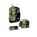 Coral High Kids Siyah Karikatür Desenli 3 lü Okul Çanta Seti SET0123774
