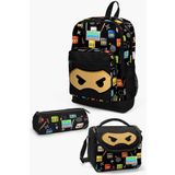 Coral High Kids Siyah Ninja Desenli 3’lü Seti SET0123473 Okul Çanta