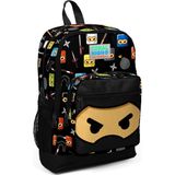 Coral High Kids Siyah Ninja Desenli 3'lü Su Geçirmez Ortopedik Okul Çanta Seti 14.4 L – İlkokul/Ortaokul Çocuk, 38x27x14 cm