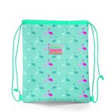 Coral High Kids Su Yeşili Neon Pembe Flamingo Desenli Ipli Büzgülü 22449 Okul Çantası