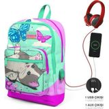 Coral High Kids Su Yeşili Pembe Kedi Desenli Usb'li 3’lü Okul Çanta Seti Set 23807 Okul Çanta